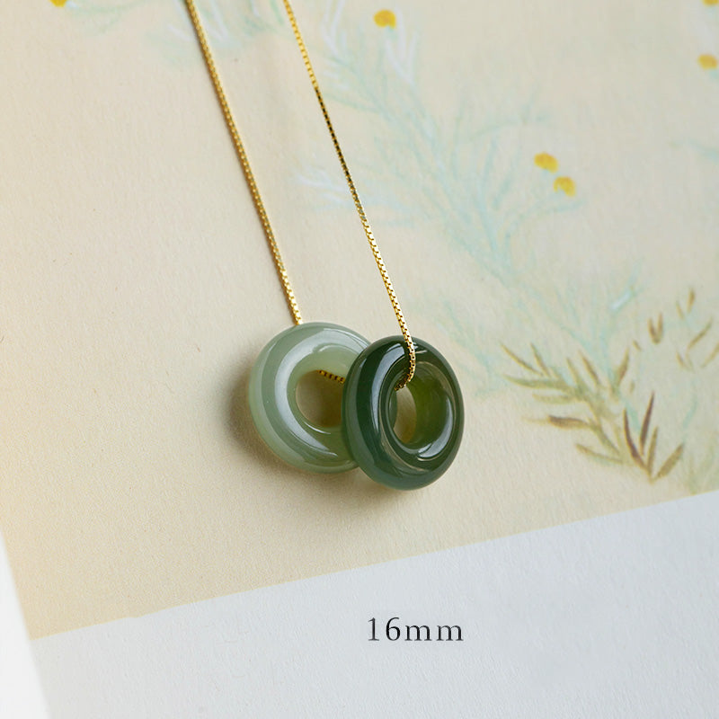 KarmaRipple's Authentic Round Jade Peace Buckle Fortune Abundance Pendant Necklace p10