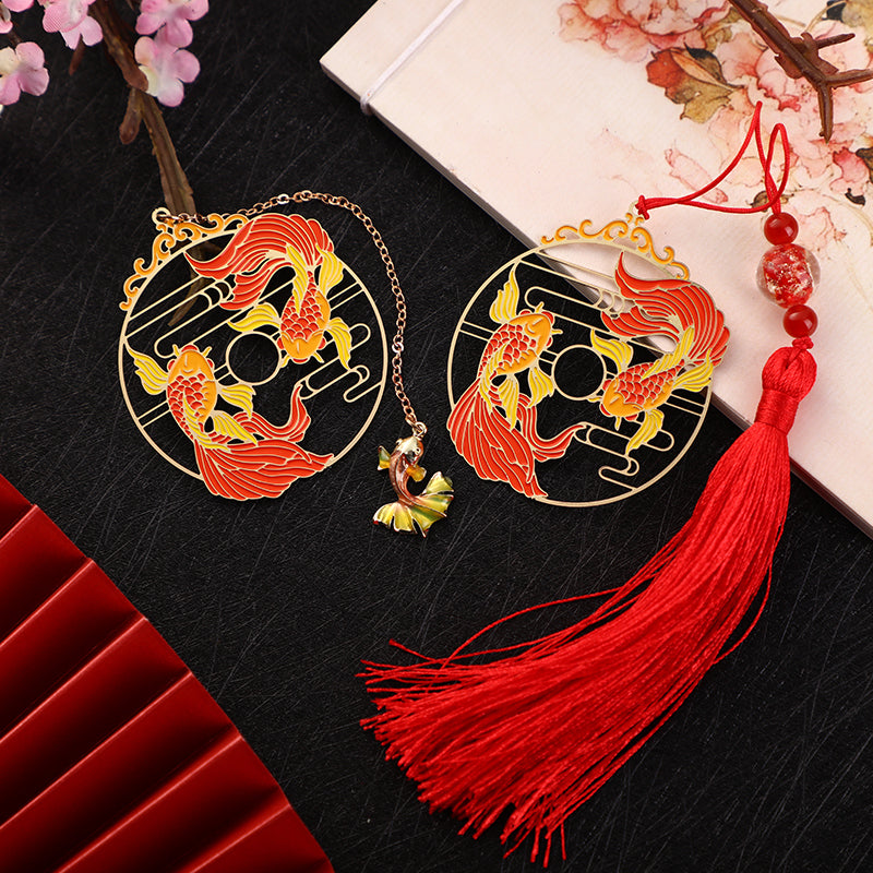 KarmaRipple's Gold Koi Fish Metal Brass Hollow Bookmark p5