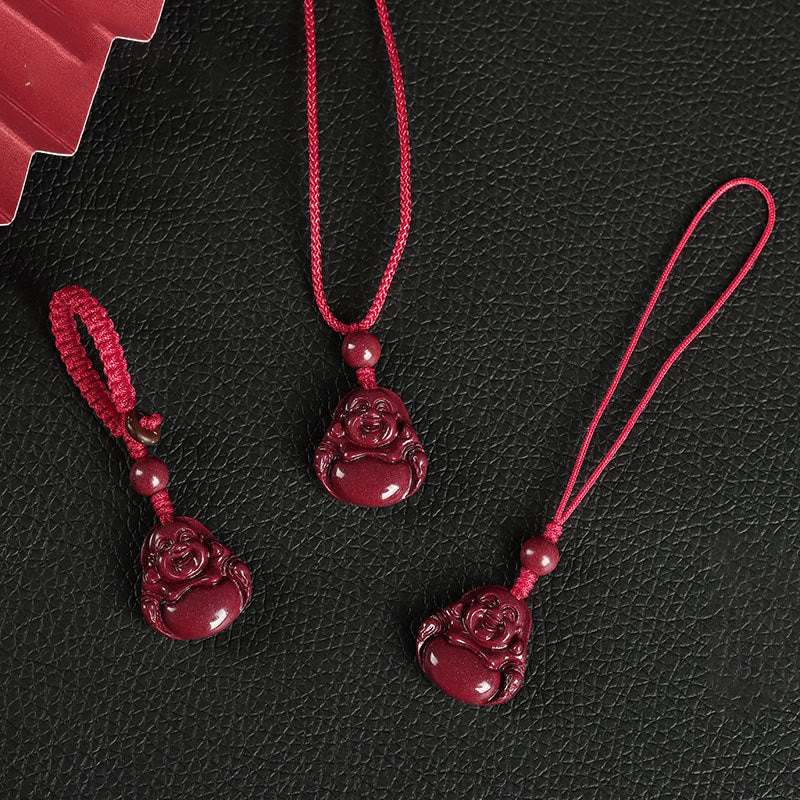 KarmaRipple's Laughing Buddha Cinnabar Blessing Pendant Necklace Phone Hanging Decoration Key Chain p7