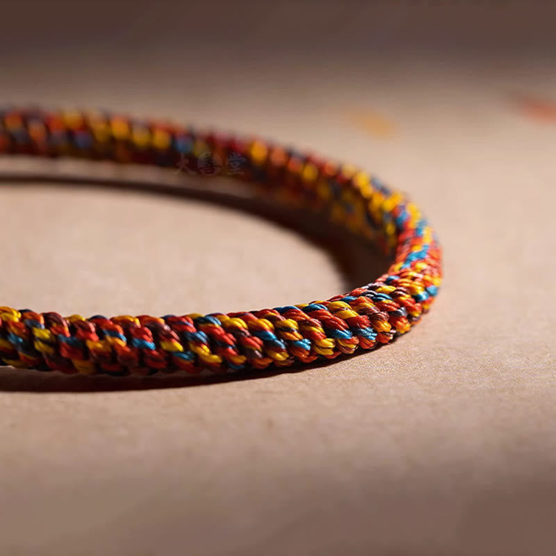 KarmaRipple's Handmade Tibetan 925 Sterling Silver Chinese Zodiac Natal Buddha Zakiram Goddess of Wealth Protection Multicolored Rope Woven Bracelet p15