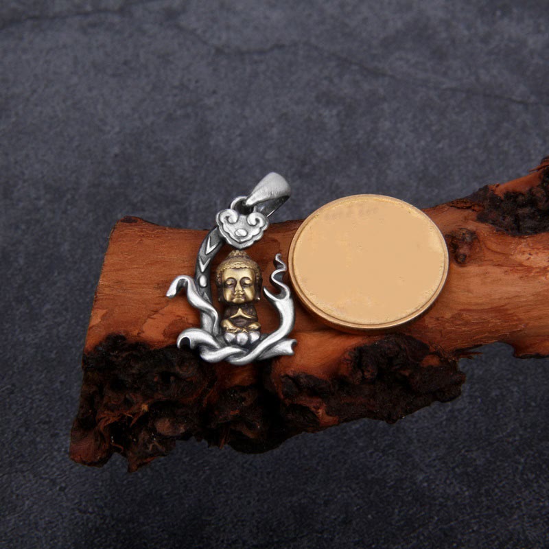 KarmaRipple's 925 Sterling Silver Zen Buddha Ruyi Handle Compassion Pendant Necklace p4