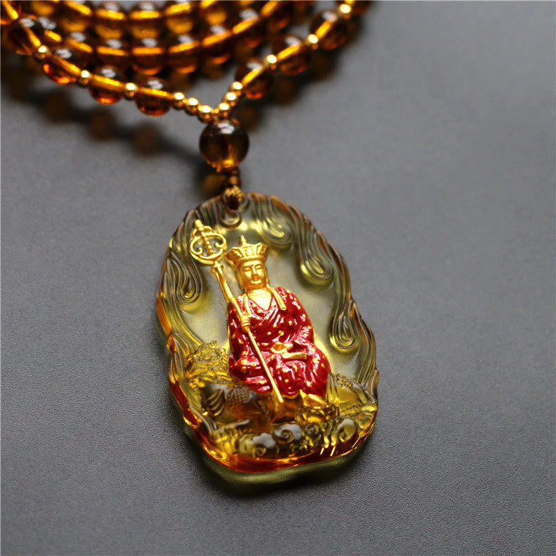 KarmaRipple's Ksitigarbha Buddha Liuli Gemstone Compassion Amulet Pendant Necklace p2