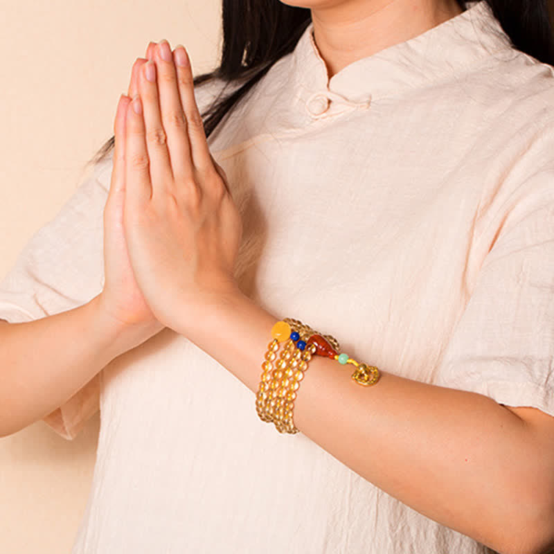 KarmaRipple's 925 Sterling Silver 108 Mala Beadwork Authentic Citrine Red Agate Amber Pleasure Talisman Bracelet p6