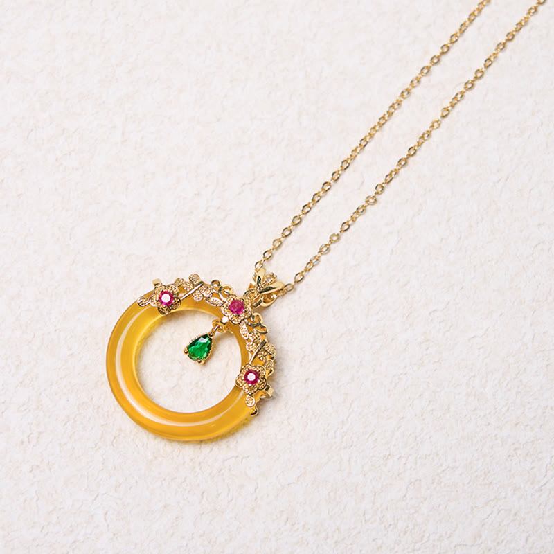 KarmaRipple's Green Chalcedony Peace Buckle Design Strength Pendant Necklace p29