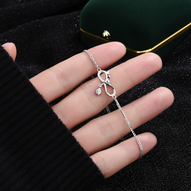 KarmaRipple's Year Of The Dragon 999 Sterling Silver Zircon Endless Weave Tail Talisman Fortune Protection Bracelet p7