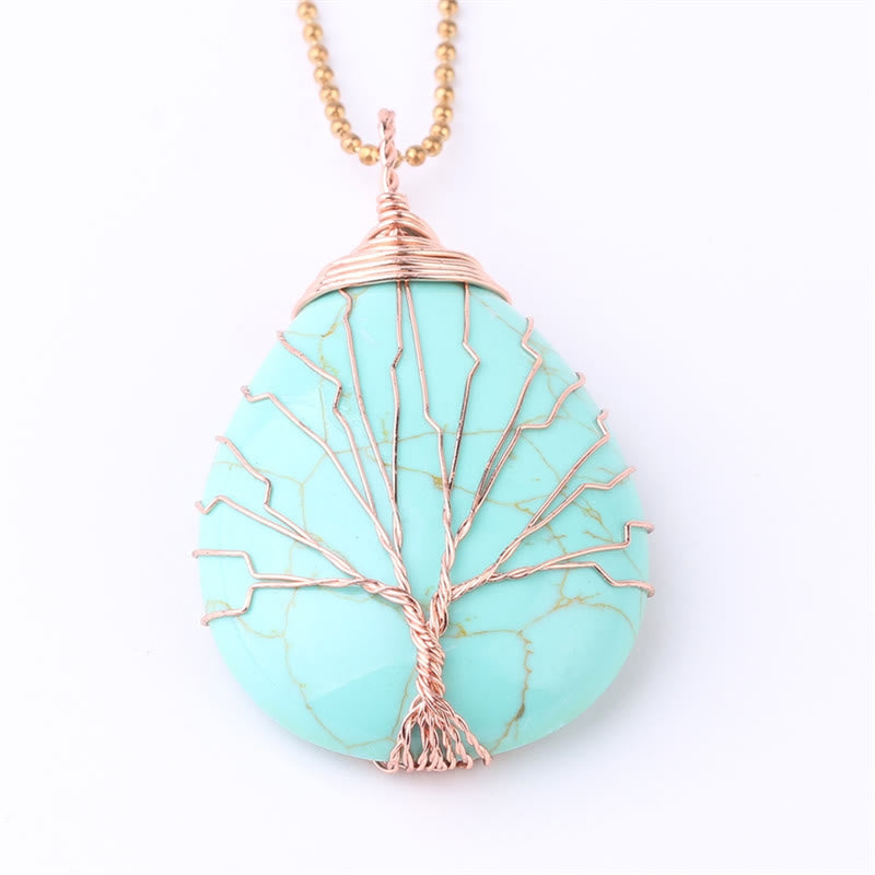 KarmaRipple's Authentic Quartz Gemstone Tree Of Life Balancing Energy Pendant Necklace p50