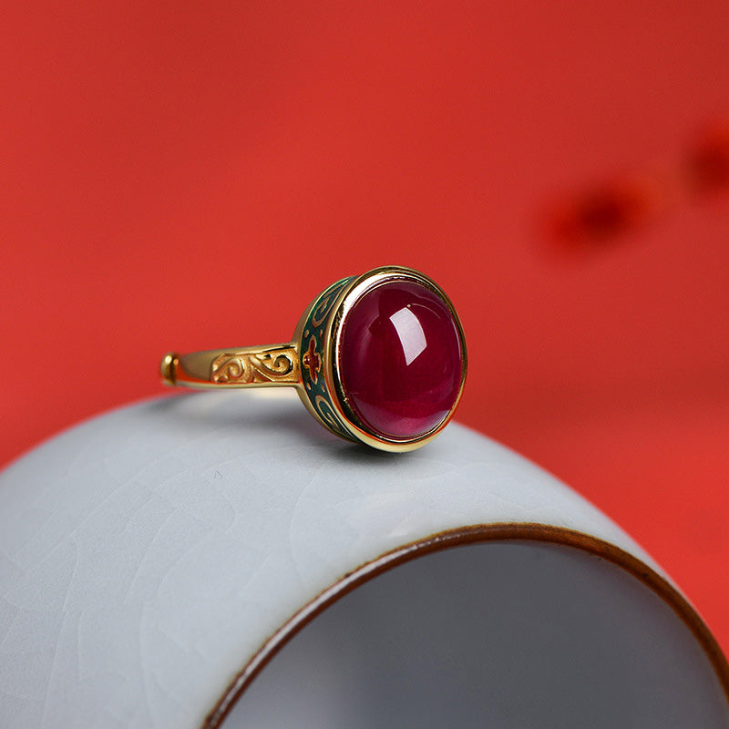 KarmaRipple's 925 Sterling Silver Red Corundum Courage Ring p8