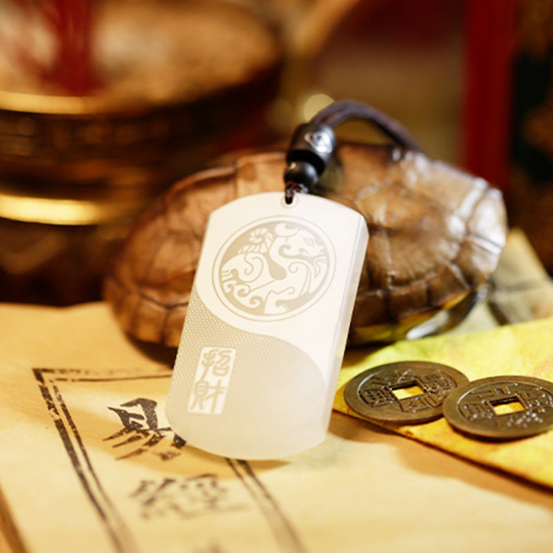 KarmaRipple's Ivory Jade PiXiu Yin Yang Fortune Protection Pendant Necklace p5