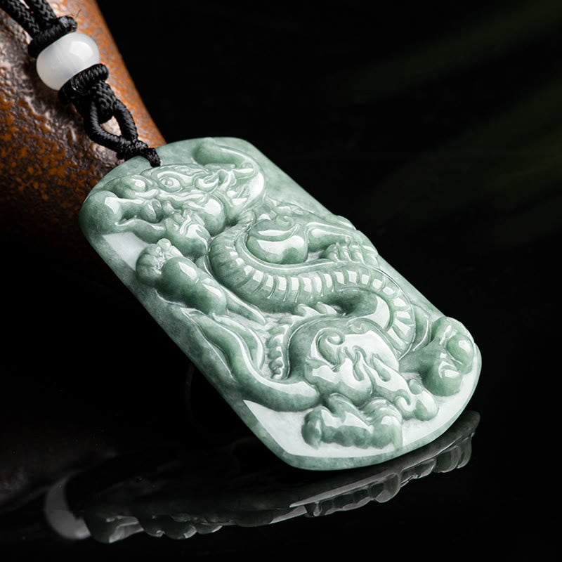 KarmaRipple's Year of the Dragon Chinese Zodiac Dragon Jade Success Amulet Pendant Necklace p3