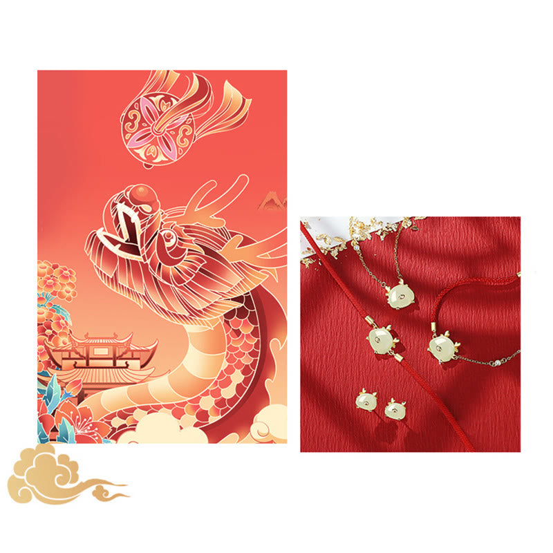 KarmaRipple's 925 Sterling Silver Year of the Dragon Authentic Hetian Jade Red Agate Cute Dragon Protection Success Bracelet Pendant Necklace Earrings p13