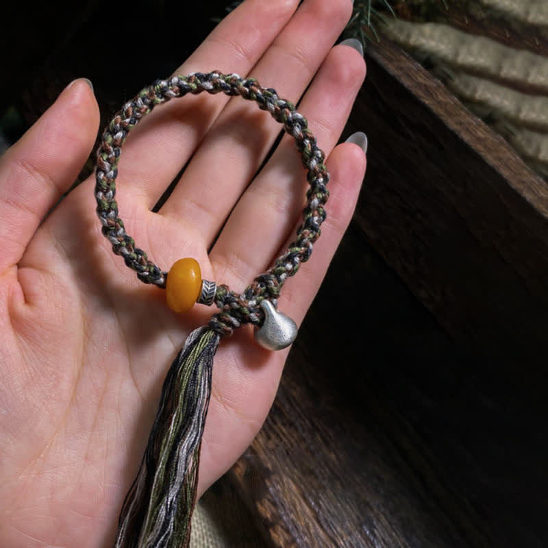 KarmaRipple's 990 Sterling Silver Tibetan Handmade Amber Steelyard Weight Wish Protection Bracelet p7