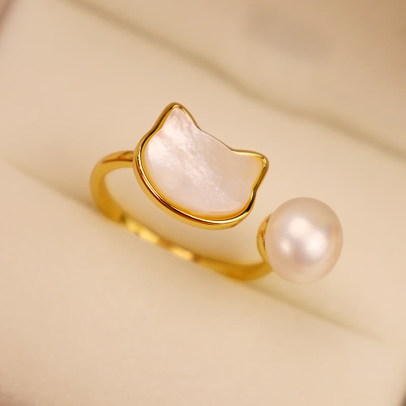 KarmaRipple's Authentic Pearl Bronze Cat Balancing Pendant Necklace Earrings p3