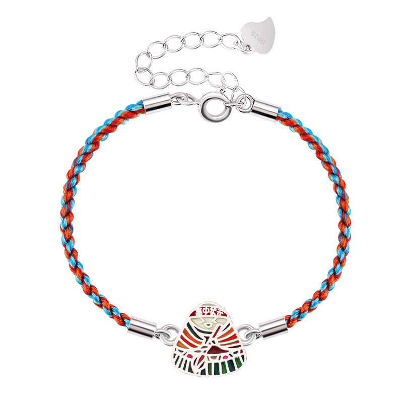 KarmaRipple's 925 Sterling Silver Zongzi Pattern Fortune Multicolored Handcrafted Bracelet p10