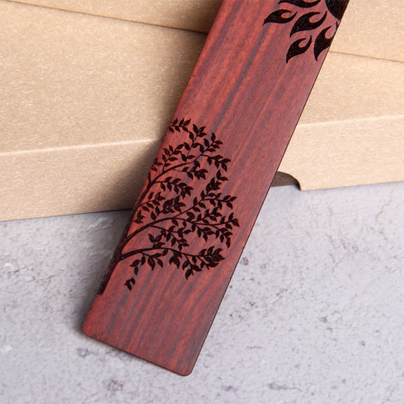 KarmaRipple's Sun Tree Ebony Wood Small Leaf Red Sandalwood Bookmarks With Gift Box p8
