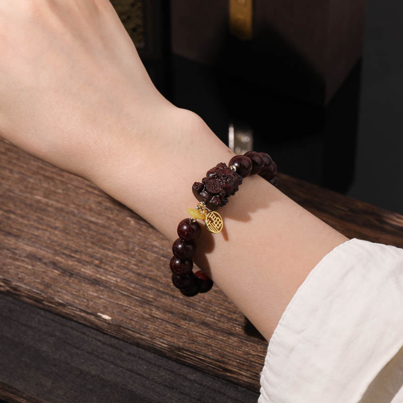 KarmaRipple's Small Leaf Red Sandalwood Gold Swallower Calm Bracelet p7