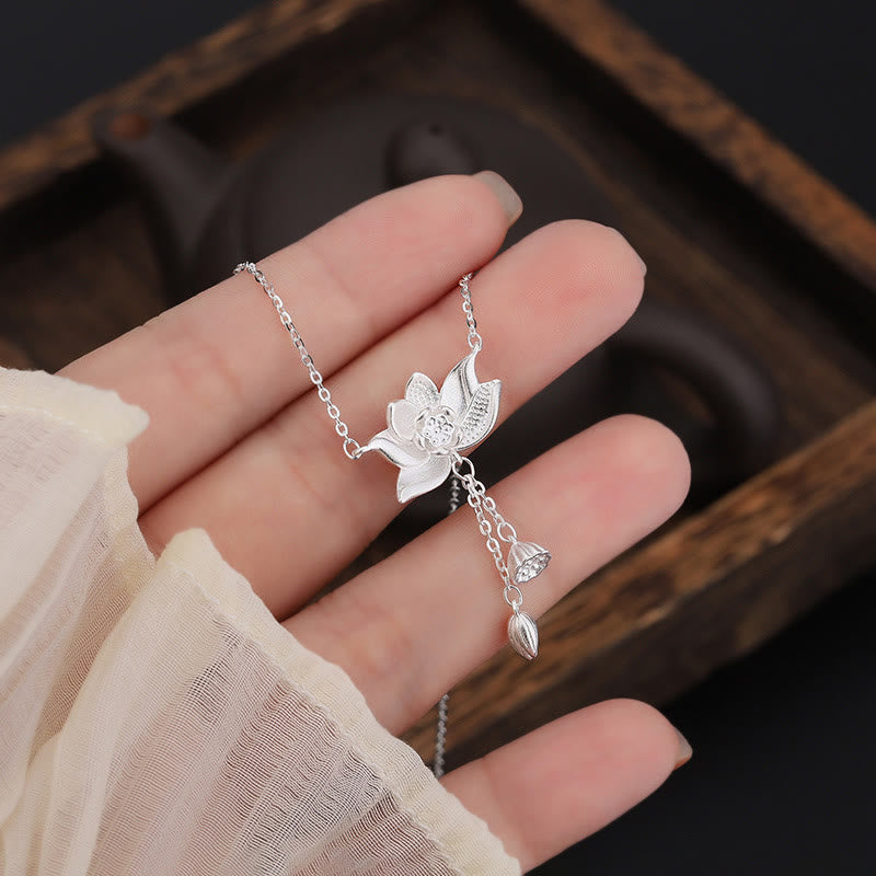 KarmaRipple's 999 Sterling Silver Lotus Flower Pod Carved Enlightenment Pendant Necklace p6