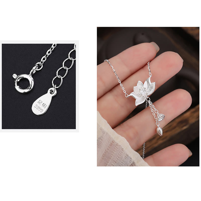KarmaRipple's 999 Sterling Silver Lotus Flower Pod Carved Enlightenment Pendant Necklace p7