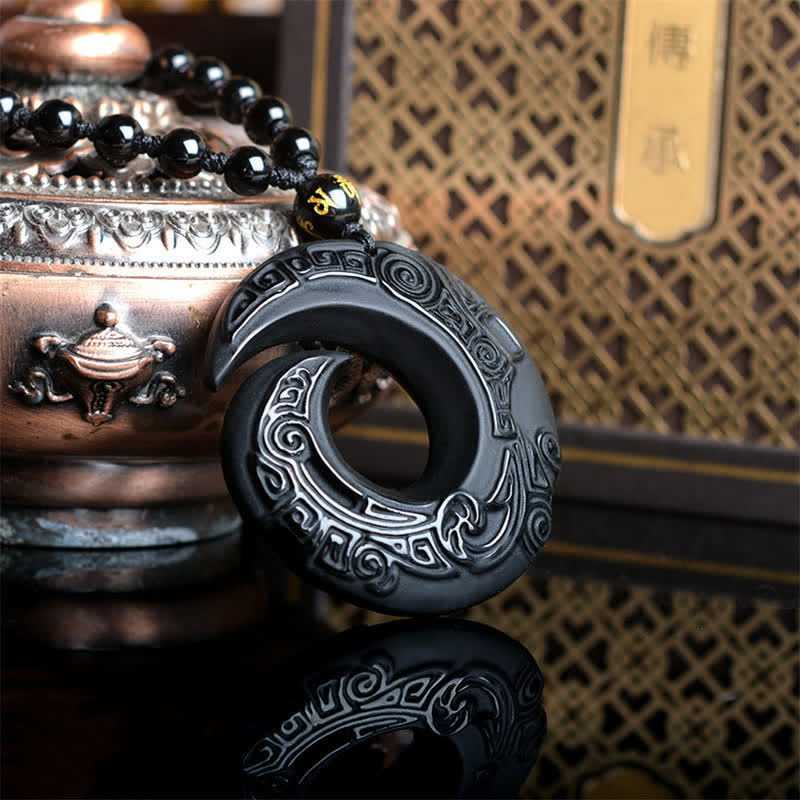 KarmaRipple's Authentic Black Obsidian Ice Obsidian Strength Pendant Necklace p4