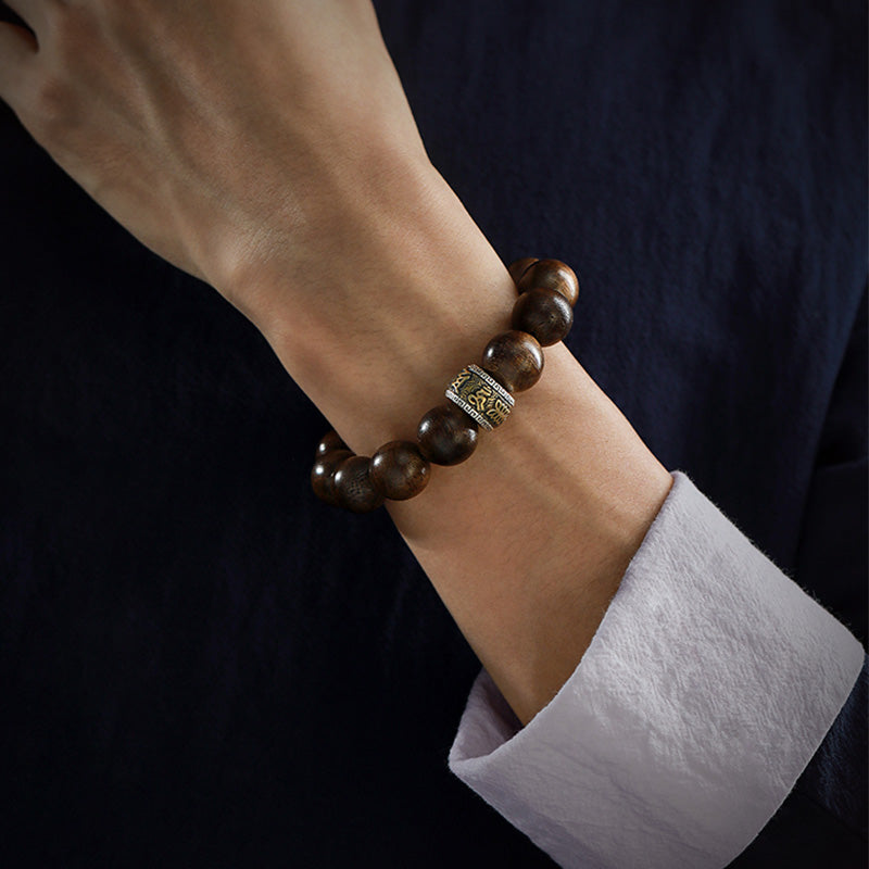 KarmaRipple's Chinese Zodiac Natal Buddha Kalimantan Agarwood Om Mani Padme Hum 925 Sterling Silver Bracelet p11