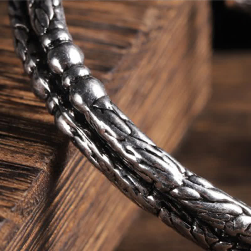 KarmaRipple's Flower Dragon Pattern Engraved Balance Cuff Bracelet Bangle p6