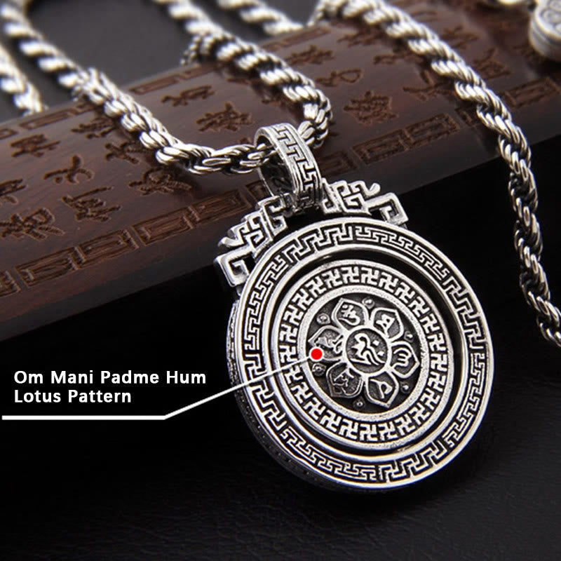 KarmaRipple's Tibetan Om Mani Padme Hum Double Dorje Vajra Rotatable Purity Peace Pendant Necklace p10