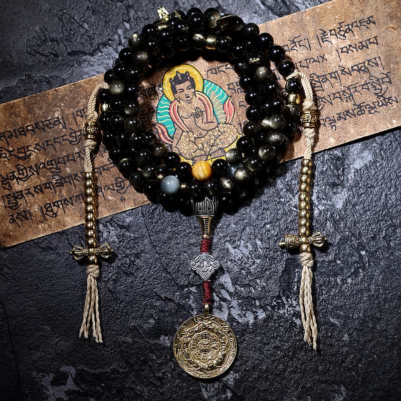 KarmaRipple's 108 Mala Beadwork Gold Sheen Obsidian Tiger Eye Eagle's Eye Stone Wealth Bracelet p8