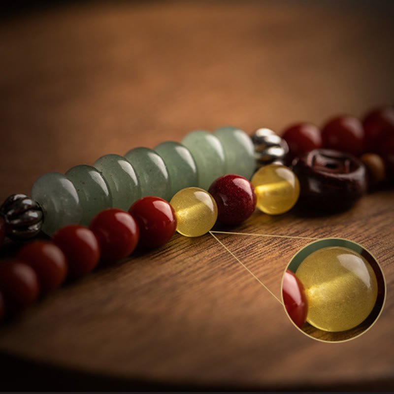 KarmaRipple's Chinese Zodiac Natal Buddha Red Agate Small Leaf Red Sandalwood Cinnabar Amulet Blessing Double Wrap Bracelet p15