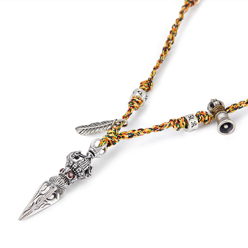 KarmaRipple's Tibetan Handmade 925 Sterling Silver Dorje Vajra Om Mani Padme Hum Feather Strength Pendant Necklace p8