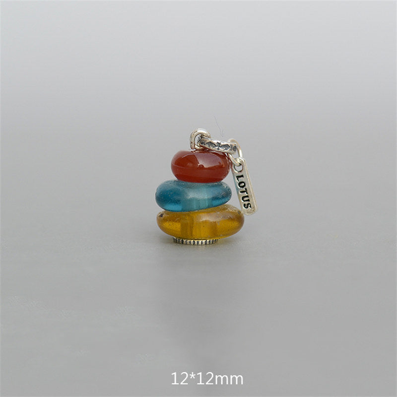 KarmaRipple's Zen Cairn Labradorite Various Crystals Calm Necklace Pendant p48