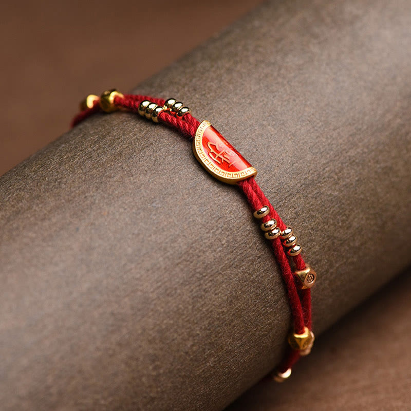 KarmaRipple's Handmade Cinnabar Dumplings Design Fortune Woven Red Rope Bracelet p7