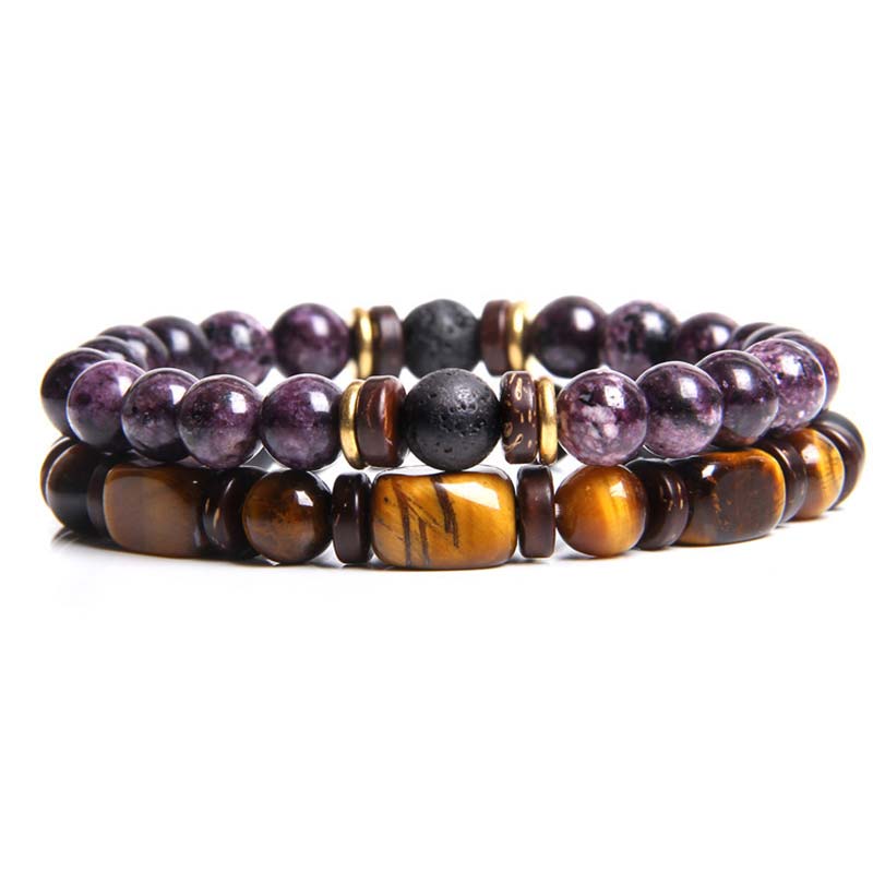 KarmaRipple's 2PCS Balancing Gemstone Emperor Stone Tiger Eye Bead Bracelet p35