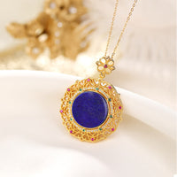 KarmaRipple's 925 Sterling Silver Plated Gold Lazurite Positive Pendant Necklace