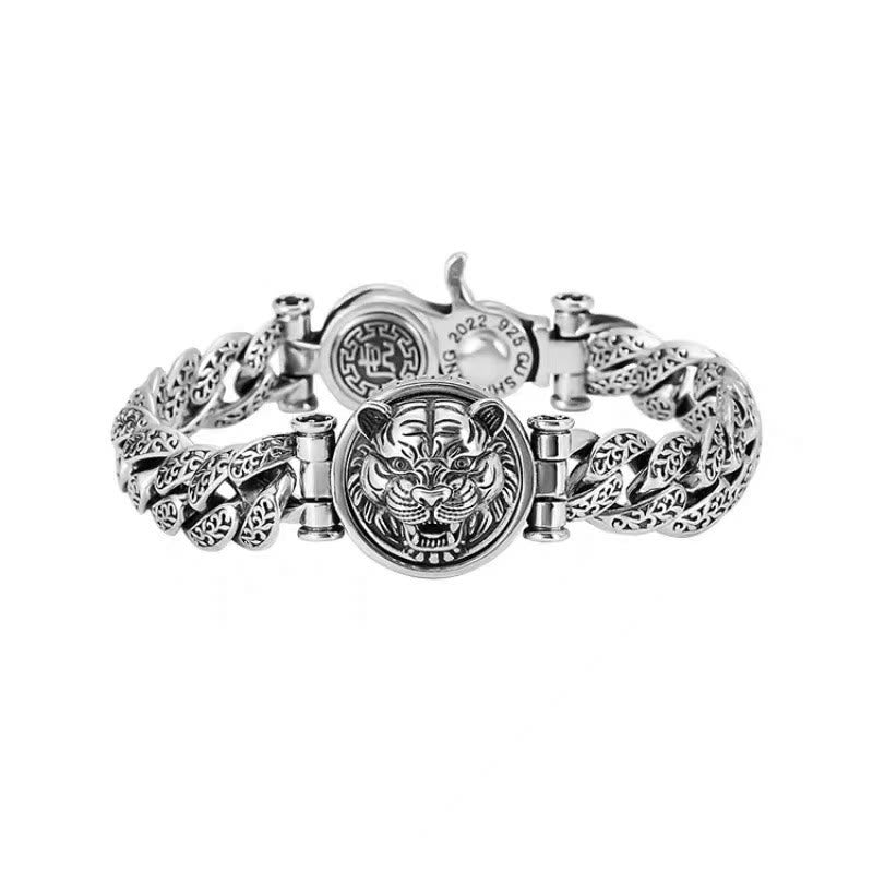 KarmaRipple's Tiger Tang Dynasty Flower Design Engraved Fortune Energy Bracelet p10