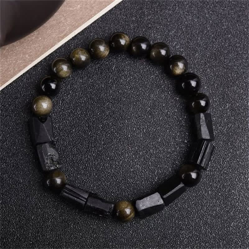 KarmaRipple's Gold Sheen Obsidian Black Tourmaline Wealth Bracelet p6