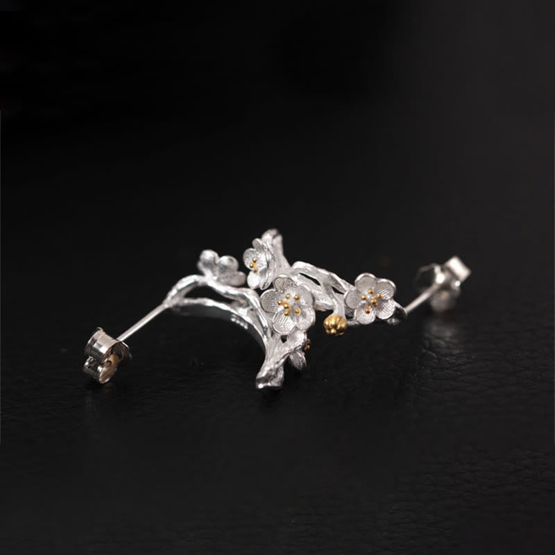 KarmaRipple's 925 Sterling Silver Plum Blossom Floral Blessing Earrings p6