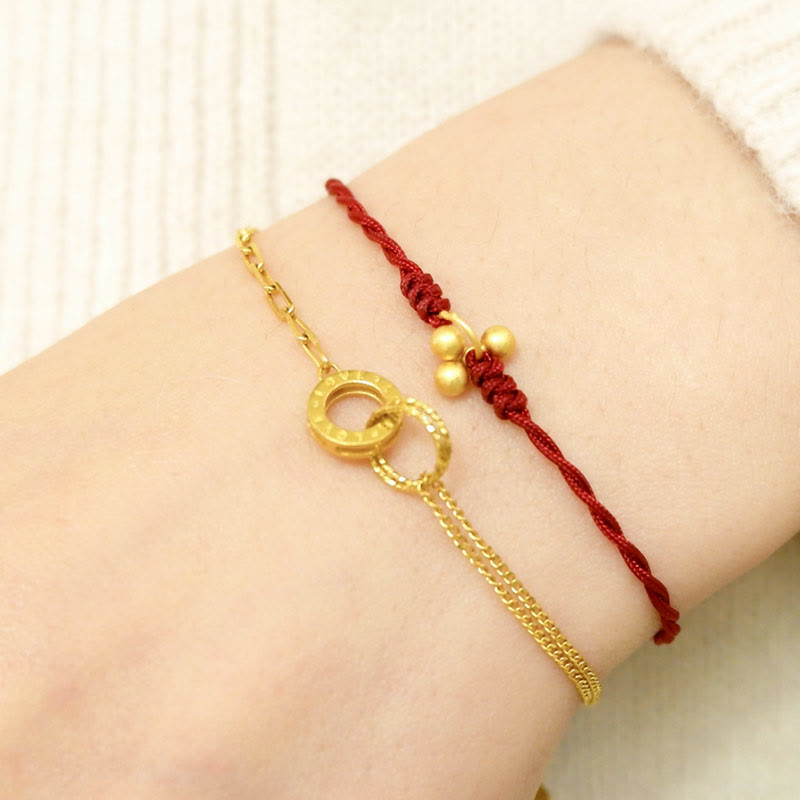 KarmaRipple's 925 Sterling Silver Gold Plated Fortune Red String Bracelet p5