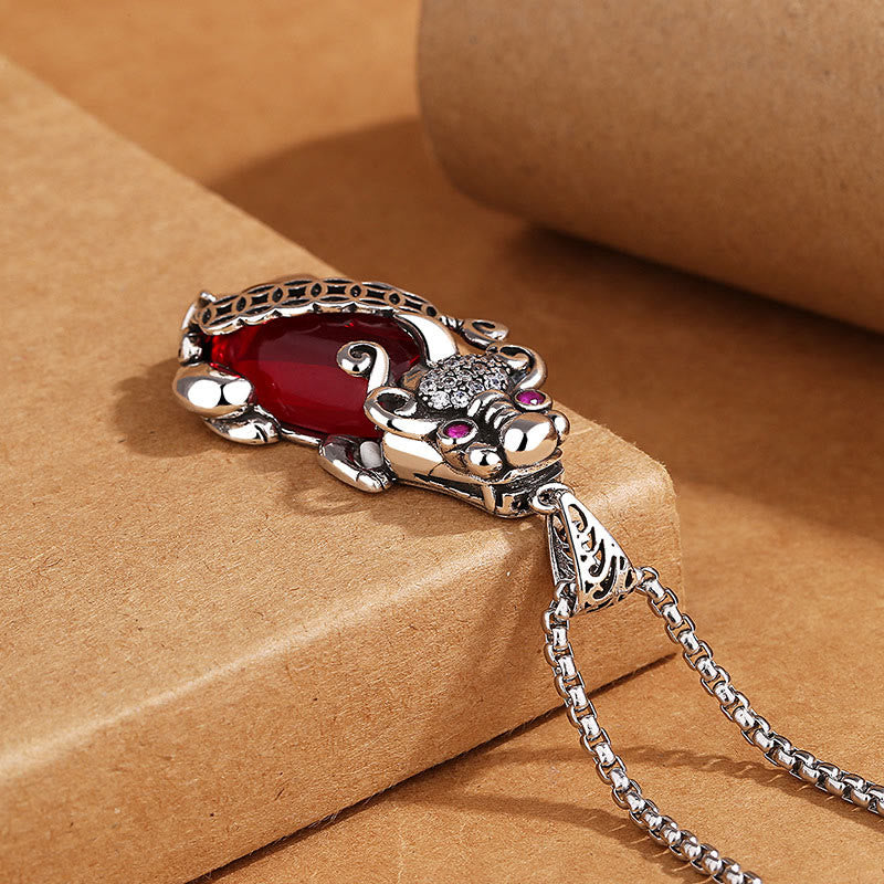 KarmaRipple's PiXiu Garnet Bronze Coin Wealth Fortune Pendant Necklace p4