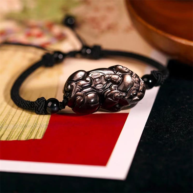 KarmaRipple's Authentic Obsidian Amethyst Citrine PiXiu Cooper Coin Wealth Bracelet p12