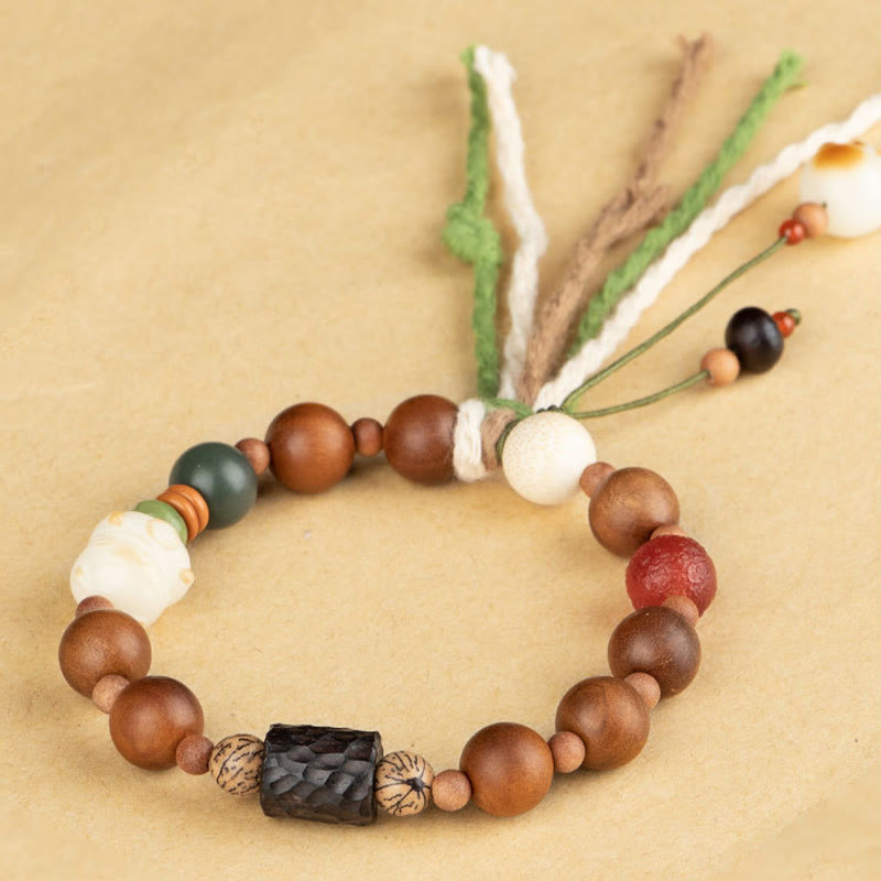 KarmaRipple's Lightning Strike Wood Bodhi Seed Cat Paw Claw Auspiciousness Protection Tassel Bracelet p7
