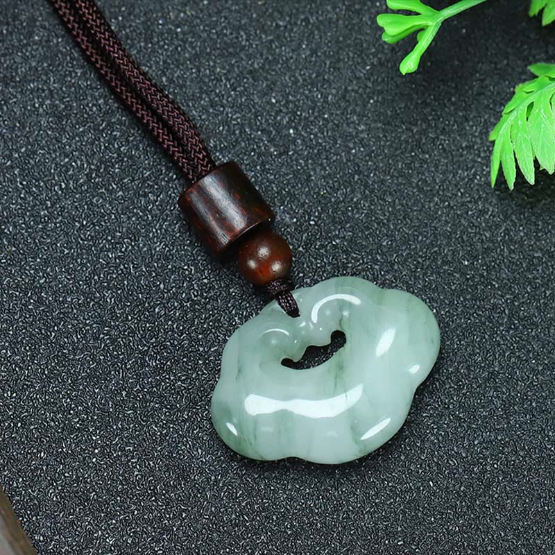 KarmaRipple's Tianshan Jade Golden Silk Jade Chinese Lock Talisman Abundance Pendant Necklace p18
