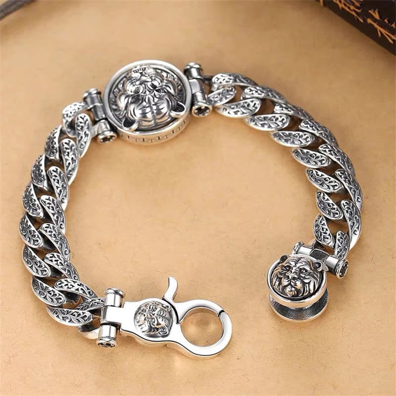 KarmaRipple's Tiger Tang Dynasty Flower Design Engraved Fortune Energy Bracelet p2