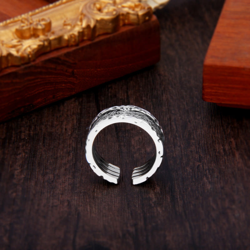 KarmaRipple's 925 Sterling Silver Retro Tang Dynasty Flower Design Fortune Adjustable Ring p4