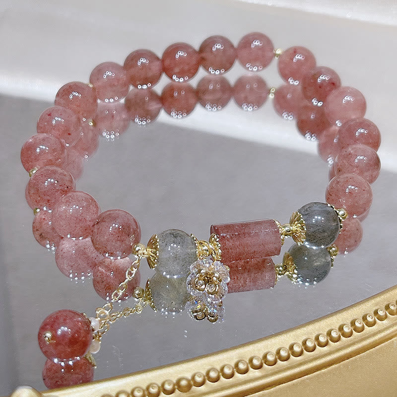 KarmaRipple's Authentic Strawberry Quartz Moonstone Love Bracelet p11