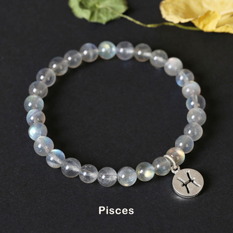 KarmaRipple's 12 Constellations of the Zodiac Moonstone Charming Bracelet p36