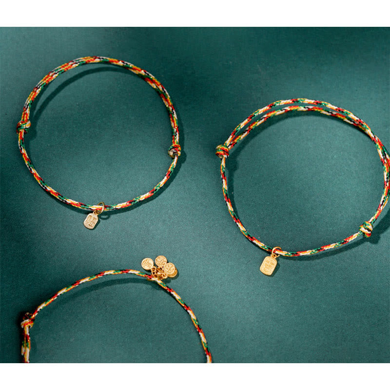 KarmaRipple's Auspicious Fu Character Peace And Joy Fortune Handmade Multicolored Child Adult Bracelet p14