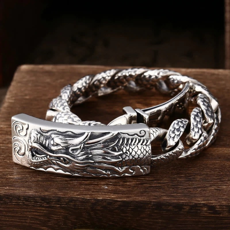 KarmaRipple's Retro Dragon Scale Pattern Engraved Protection Bracelet p3