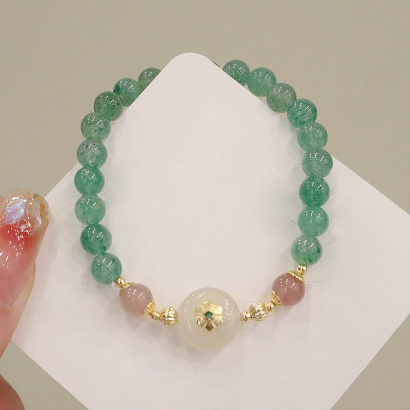 KarmaRipple's Authentic Green Strawberry Quartz Chalcedony Flower Gratitude Bracelet p10