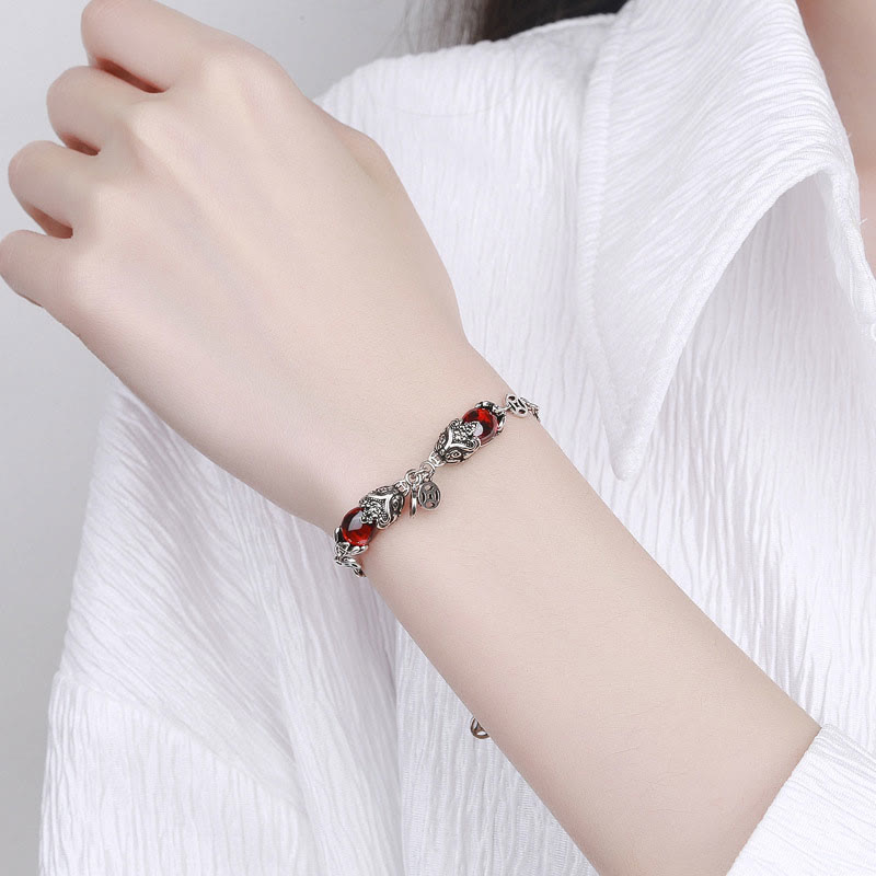 KarmaRipple's Garnet Double PiXiu Bronze Coin Protection Chain Bracelet p4