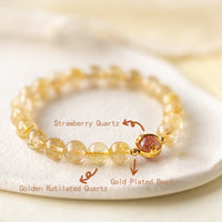 KarmaRipple's Golden Rutilated Quartz Strawberry Quartz Star Protection Bracelet