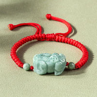 KarmaRipple's Handmade Authentic Jade PiXiu Protection King Kong Weave Woven String Bracelet